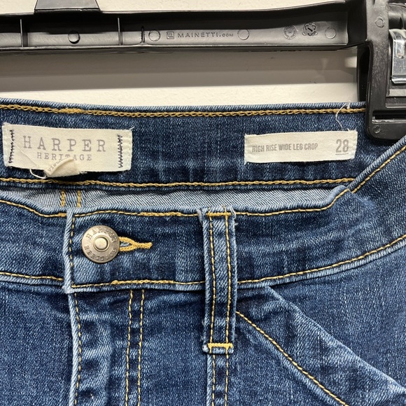 HARPER HERITAGE (Francesca’s) high-waisted wide legged crop Jean - Picture 2 of 3